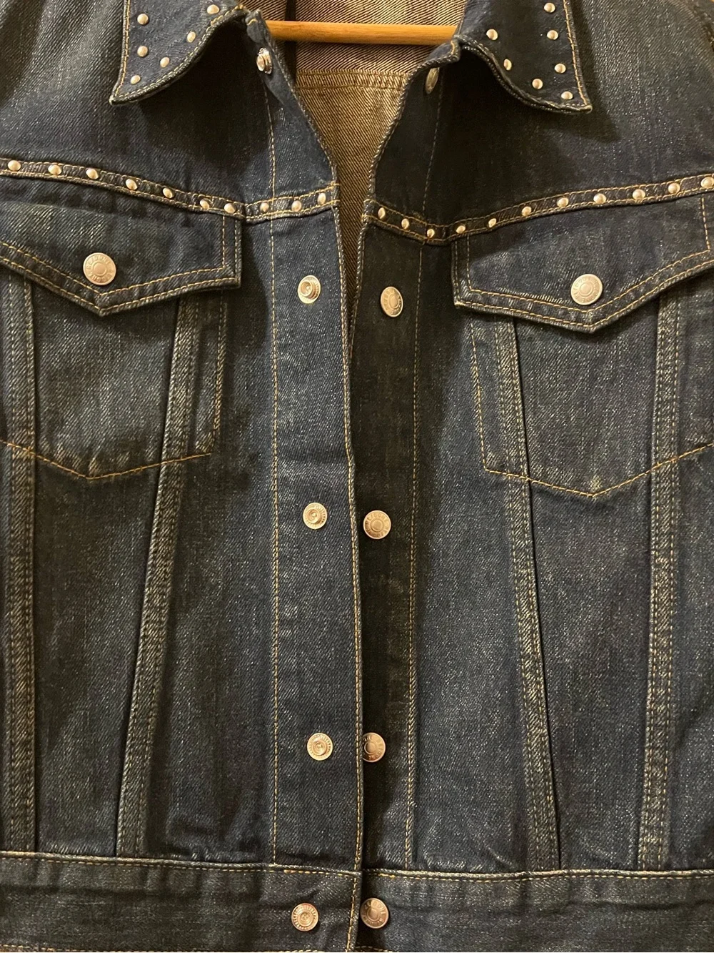 Re/Done Trucker Studded Fitted‎ Denim Jacket Sz M